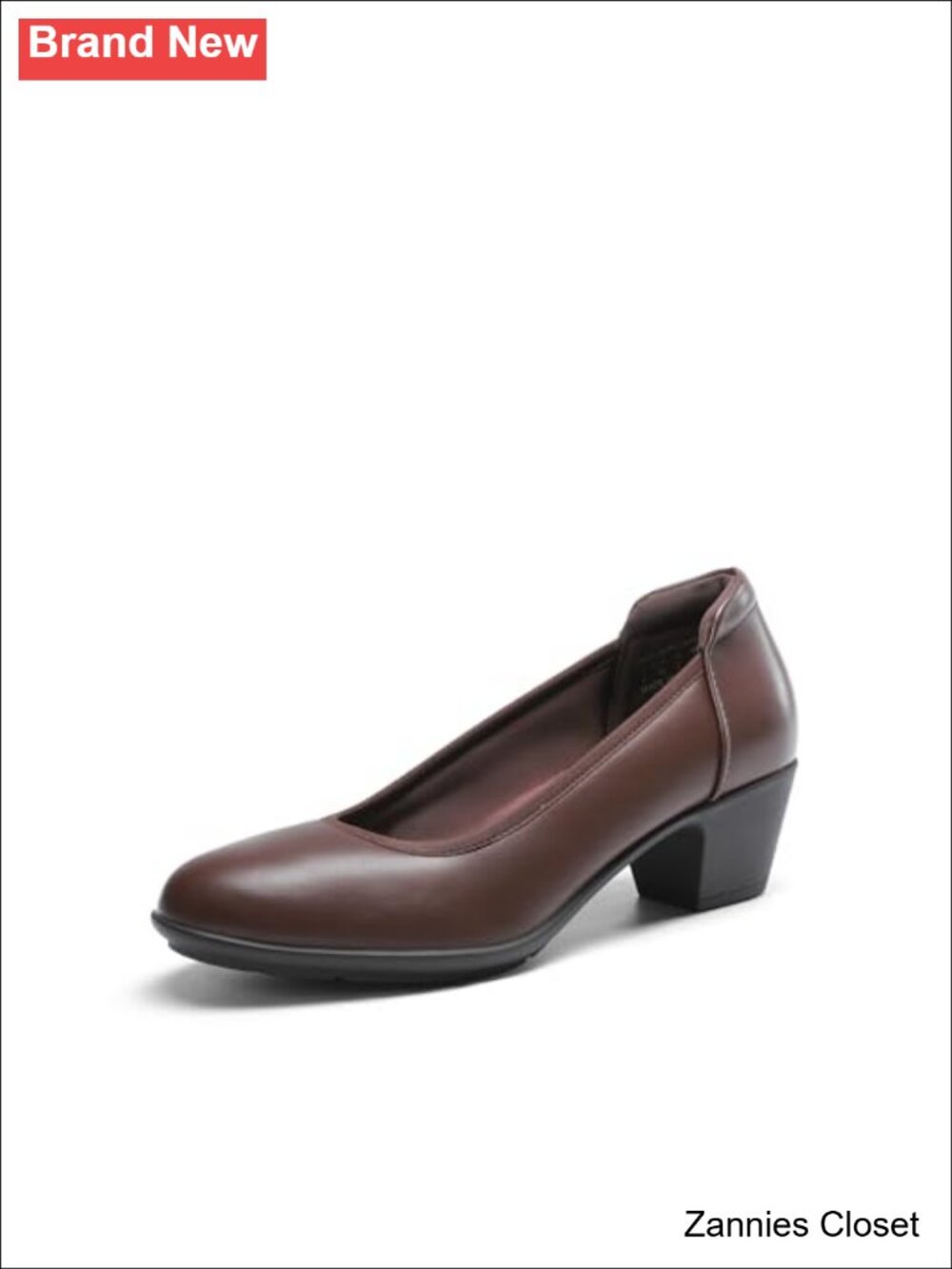 โจ Chunky Block Heel Work Dress Pumps with Arch Support & Faux Leather Upper